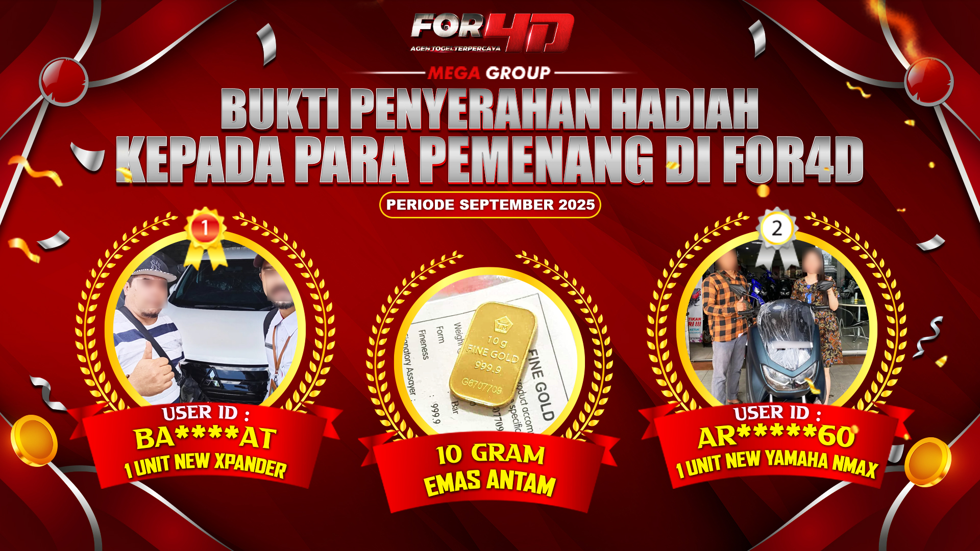 Selamat Kepada Member Setia FOR4D Sudah Memenangkan Satu Unit Mobil New Xpander